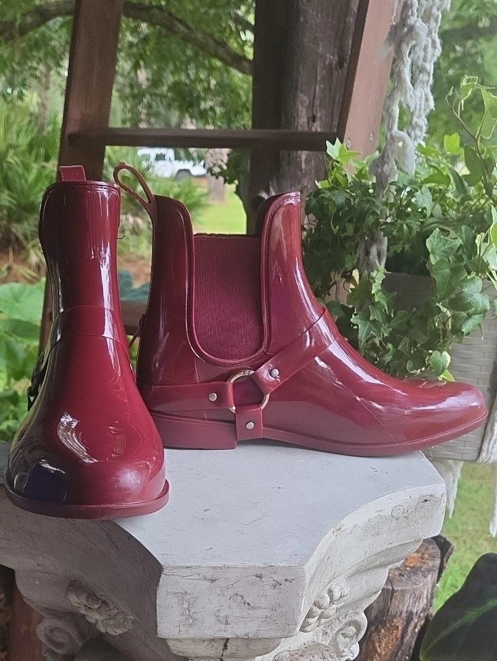 Lauren Ralph Lauren Tricia Red Harness Ankle Rain Boot Size 11